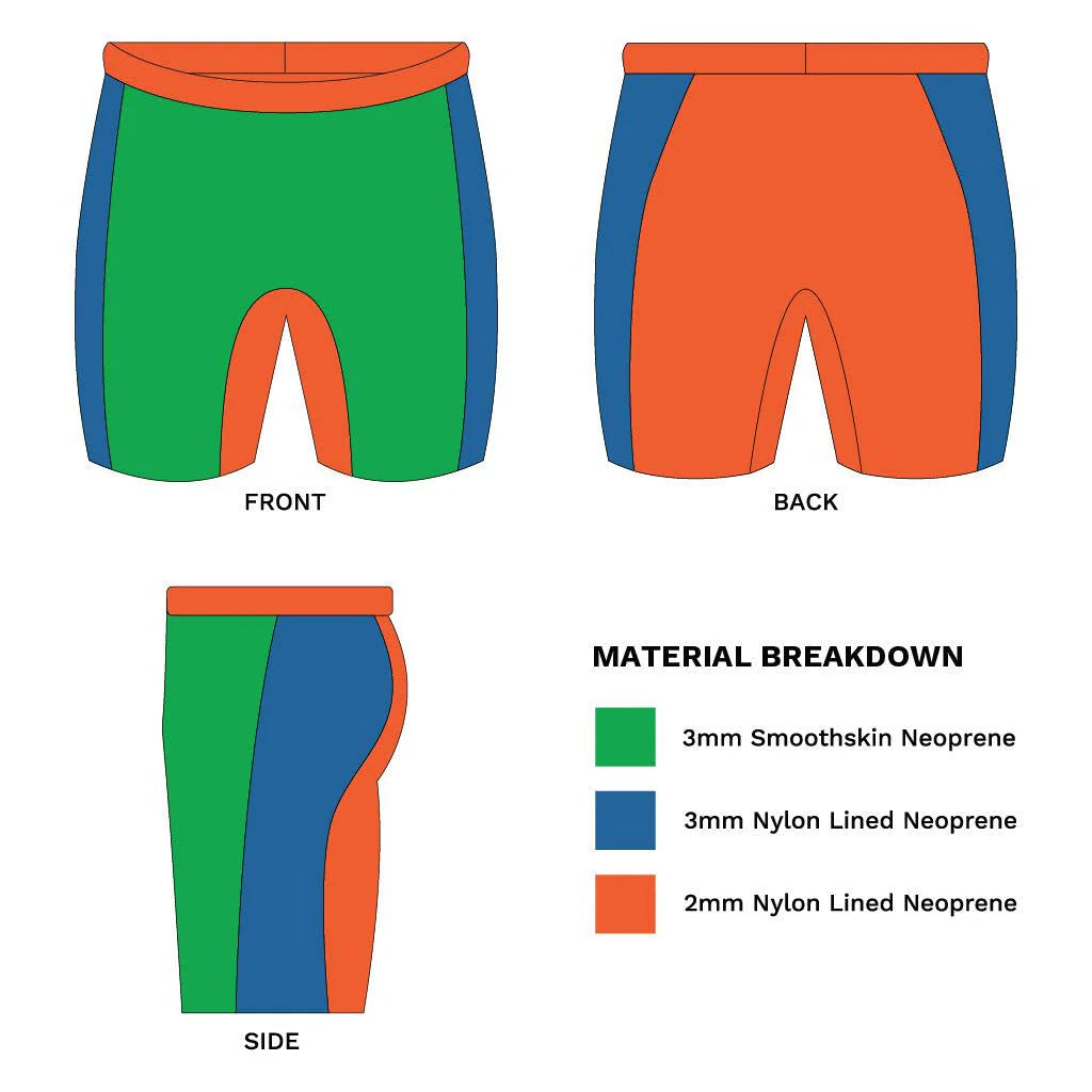 Zone 3 - Unisex - Buoyancy Shorts 3/2mm - Black/Orange
