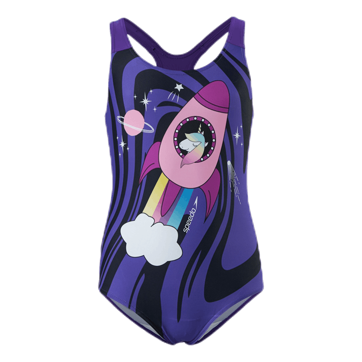 Speedo- Girls Swimsuit - unicorn space- Purple