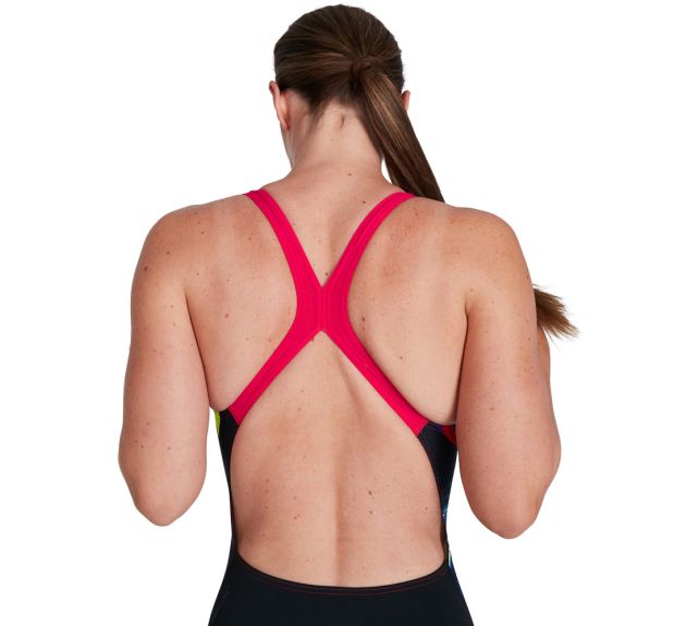 Speedo - Womens-  Placement Digital Powerback Swimsuit - Black