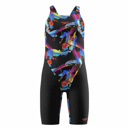 SPEEDO - girls- Racesuit- Endurance+ Max Openback Kneeskin - Black Multi