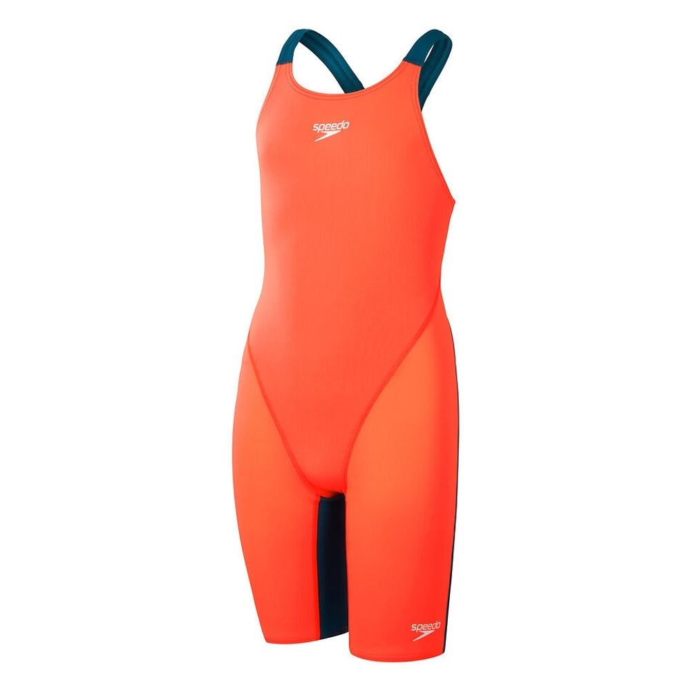 SPEEDO - girls- Racesuit- Endurance+ Max Openback Kneeskin - orange/navy