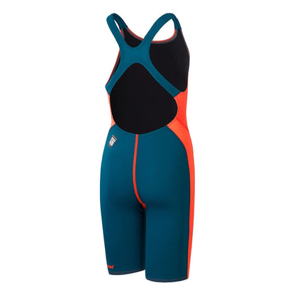 SPEEDO - girls- Racesuit- Endurance+ Max Openback Kneeskin - orange/navy