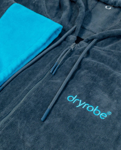 DRYROBE- towel - Slate Grey Blue Full-Zip Organic Towel Robe