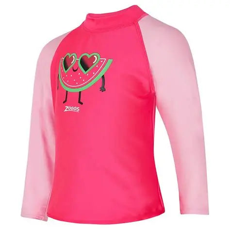 Girls - Long Sleeve Zip Sun Top - Melon smile