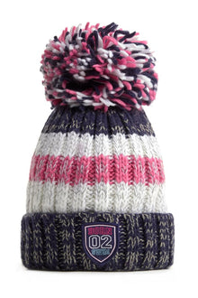 Swimzi - Hat - Rib Reflective Super Bobble Hat - Navy pink