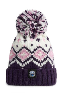 Swimzi - Hat -Nordic Knit Reflective Super Bobble Hat - Navy Pink Tyrol