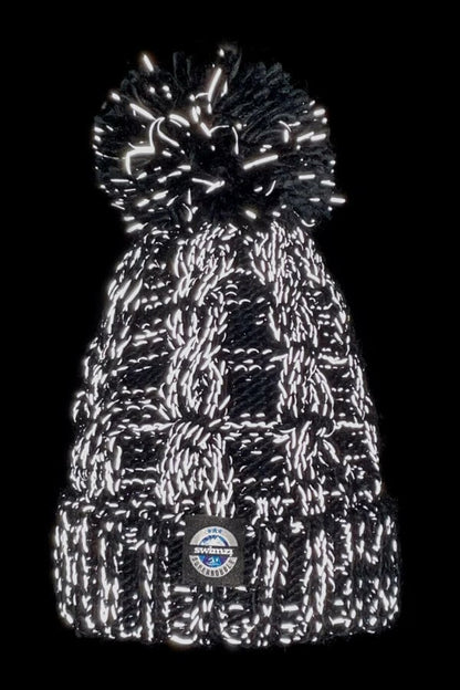 Swimzi - Hat - Cable Reflective Super Bobble Hat - jet Black