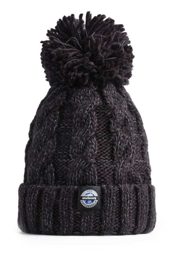 Swimzi - Hat - Cable Reflective Super Bobble Hat - jet Black