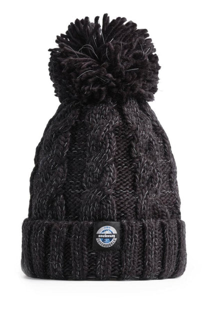 Swimzi - Hat - Cable Reflective Super Bobble Hat - jet Black