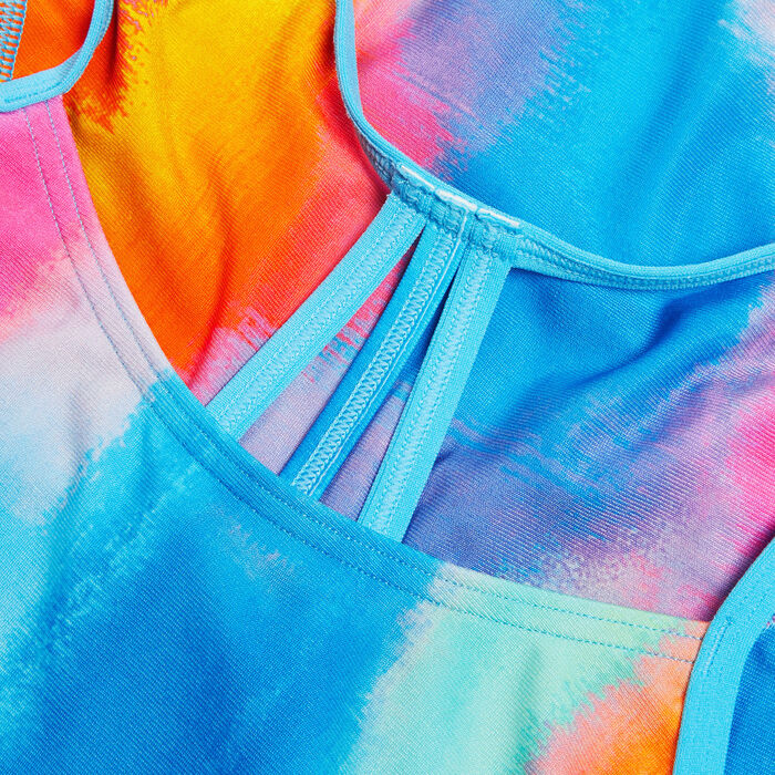 Speedo - Girls - Swim Suit -Allover Lane Line Back One-Piece Swimsuit