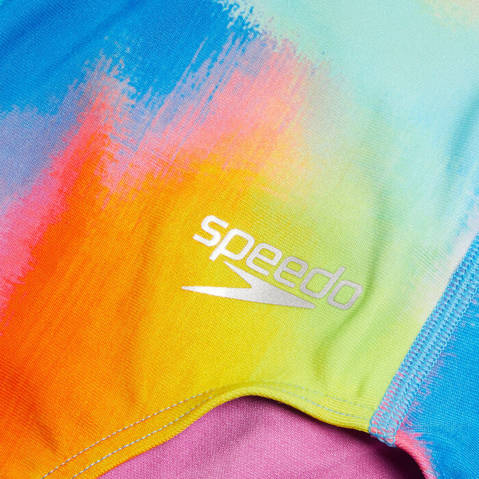 Speedo - Girls - Swim Suit -Allover Lane Line Back One-Piece Swimsuit