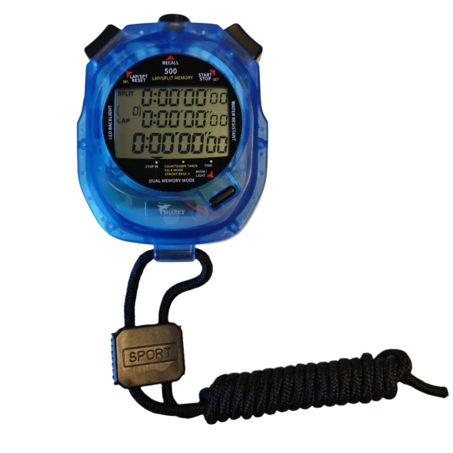 SHARKS - Stopwatch - Performance Stopwatch - Blue