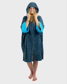 DRYROBE- towel - Slate Grey Blue Full-Zip Organic Towel Robe