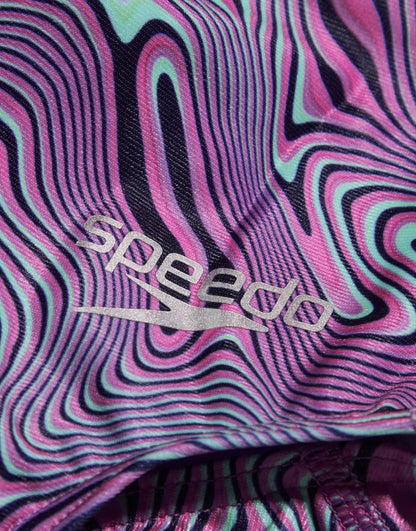 Speedo - Girls - Allover Digital V Back Swimsuit- Pink/Green