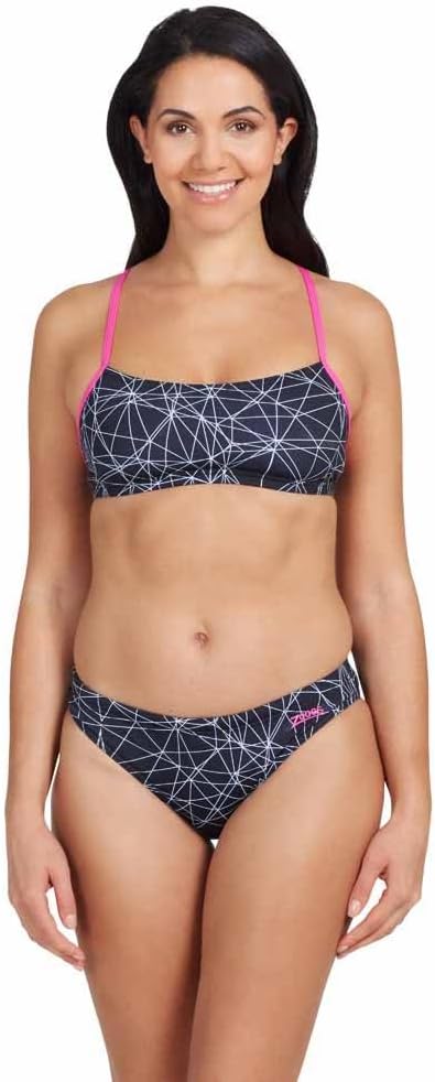 Zoggs - 2 Piece - Tri Back - Pink and Black