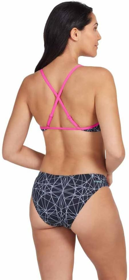 Zoggs - 2 Piece - Tri Back - Pink and Black