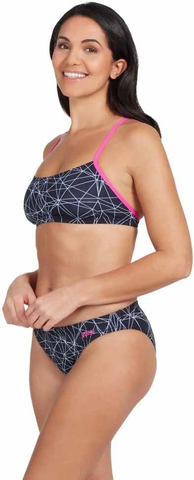 Zoggs - 2 Piece - Tri Back - Pink and Black