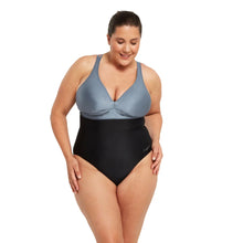 Zoggs Black-Metal Panel Crossback One Piece Swimsuit