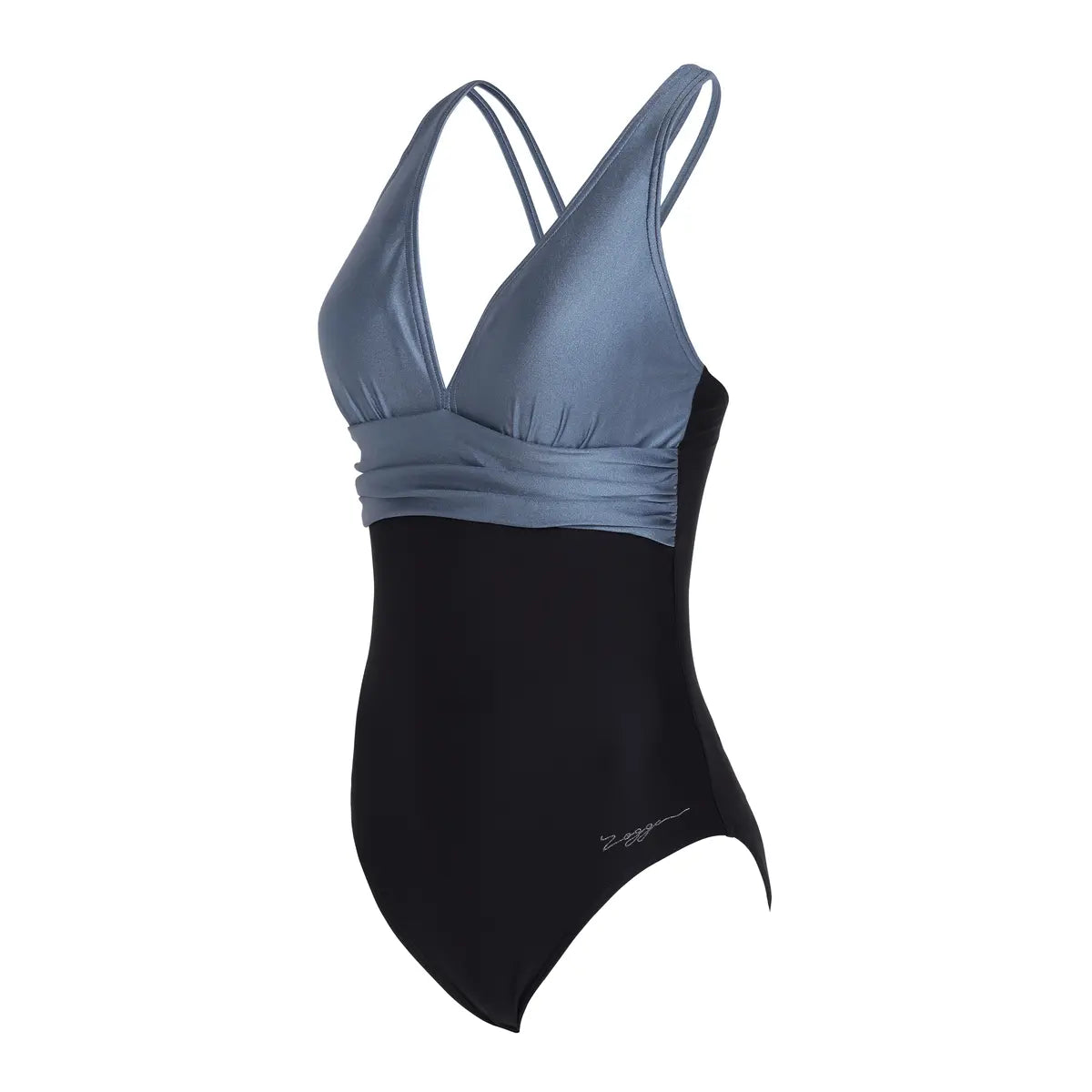 Zoggs Black-Metal Panel Crossback One Piece Swimsuit