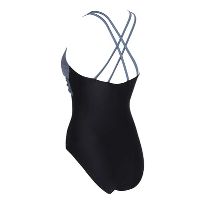 Zoggs Black-Metal Panel Crossback One Piece Swimsuit