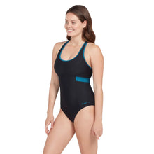 Zoggs Dakota Crossback Swimsuit Black/Green