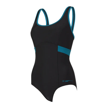 Zoggs Dakota Crossback Swimsuit Black/Green