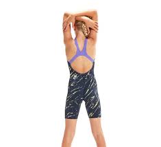 Speedo - Girls Openback Kneeskin -  Fastskin Endurance+ Max - Black/Yellow/Purple