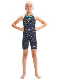 Speedo - Girls Openback Kneeskin -  Fastskin Endurance+ Max - Black/Yellow/Purple