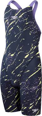 Speedo - Girls Openback Kneeskin -  Fastskin Endurance+ Max - Black/Yellow/Purple