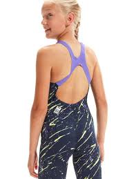 Speedo - Girls Openback Kneeskin -  Fastskin Endurance+ Max - Black/Yellow/Purple