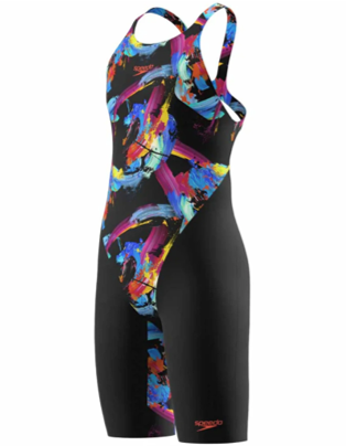SPEEDO - girls- Racesuit- Endurance+ Max Openback Kneeskin - Black Multi