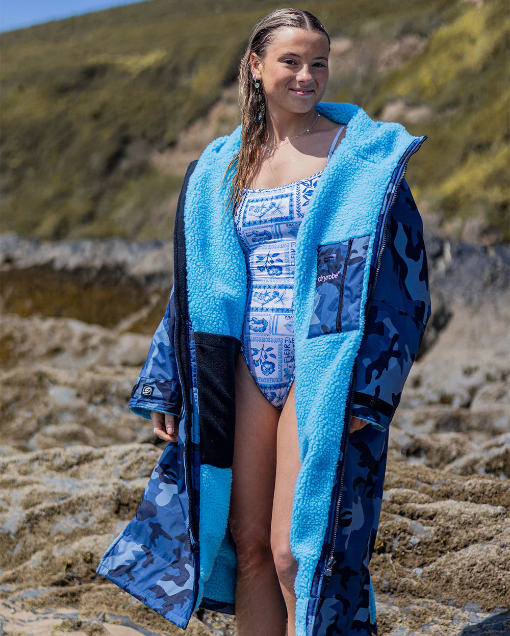 DRYROBE - Coat - Long Sleeve - Blue Camo/Blue