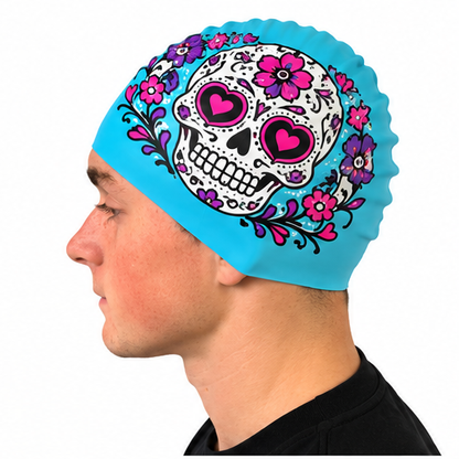 SHARKS - swimming cap - Halloween Sugar Skull