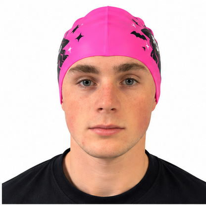 SHARKS - swimming cap - Halloween Pink Witch