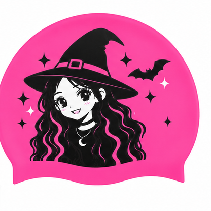 SHARKS - swimming cap - Halloween Pink Witch