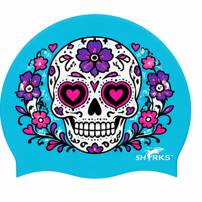 SHARKS - swimming cap - Halloween Sugar Skull