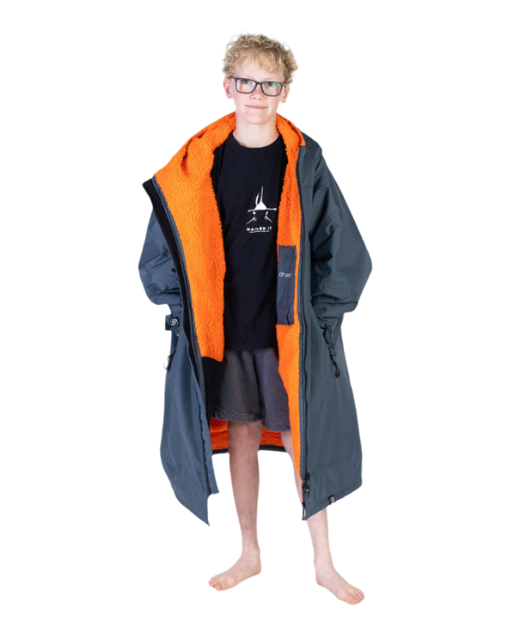 DRYROBE - Coat - Advance Kids Long Sleeve - Dark Grey/Orange