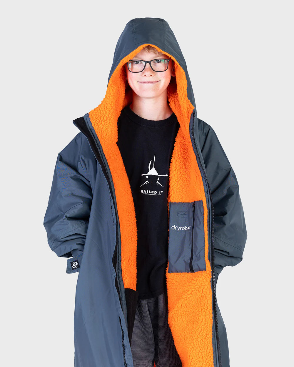 DRYROBE - Coat - Advance Kids Long Sleeve - Dark Grey/Orange