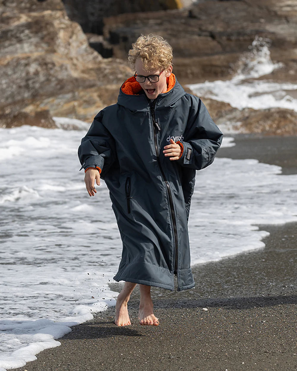 DRYROBE - Coat - Advance Kids Long Sleeve - Dark Grey/Orange