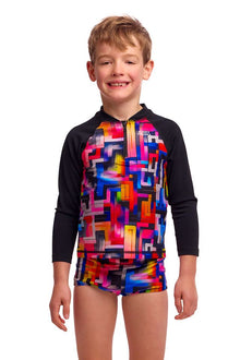 Funky Trunks - Toddler Boys Zipper Rash Vest - Putty Rules