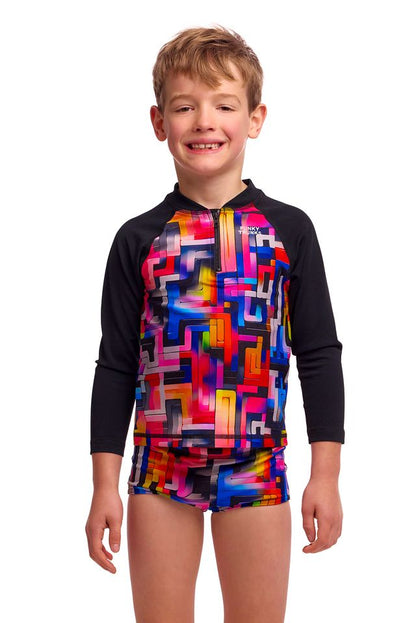 Funky Trunks - Toddler Boys Zipper Rash Vest - Putty Rules
