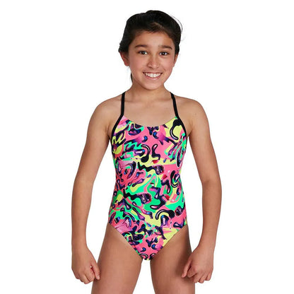Speedo - Girls - Swim Suin - ALV LANE LINE BACK JF - PINK/YELLOW