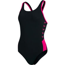 Speedo - Womens - Boom Logo Splice Muscleback Swimsuit - Black/Pink